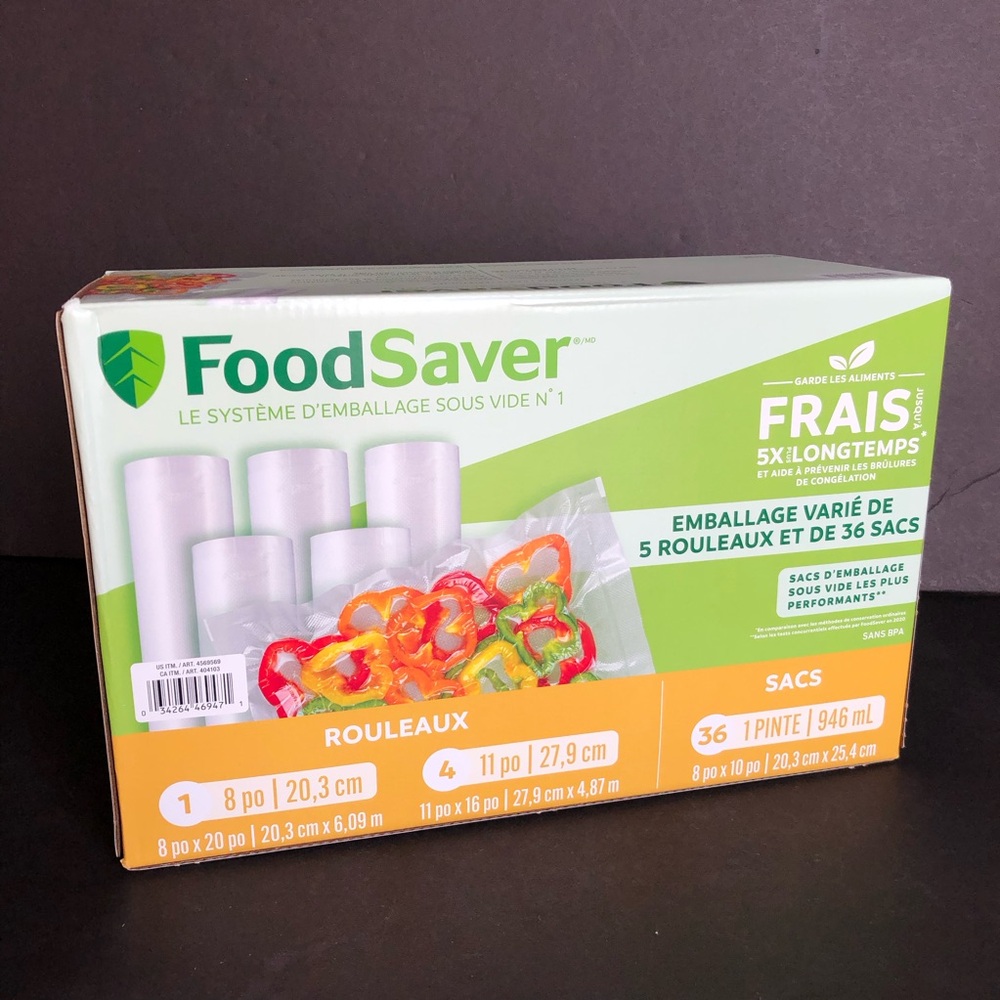 FoodSaver Vacuum Sealer 5 Rolls 36 Quart Bags Variety Pack Fresh 5x Longer - Picture 5 of 5